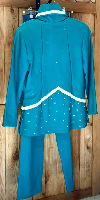 Custom Youth Western Showmanship Outfit – Teal & White – Jacket & Pants Set
