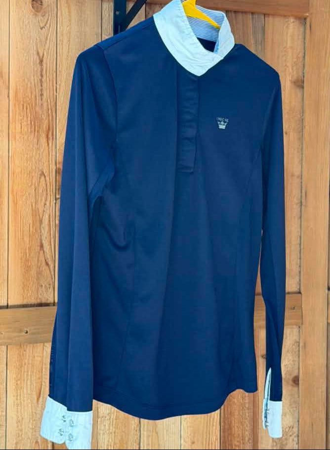 Horze Crescendo Women’s Technical Show Shirt – Navy/White