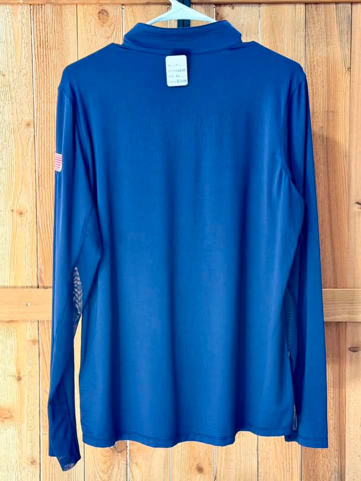 Dover Saddlery USA 2023 Horsemanship Training Team Coolmax 1/4 Zip Riding Shirt – XL – Navy Blue