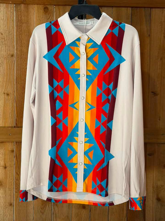 NWT Ranch Dress’n Women’s Western Stretch Show Shirt – Southwestern Print