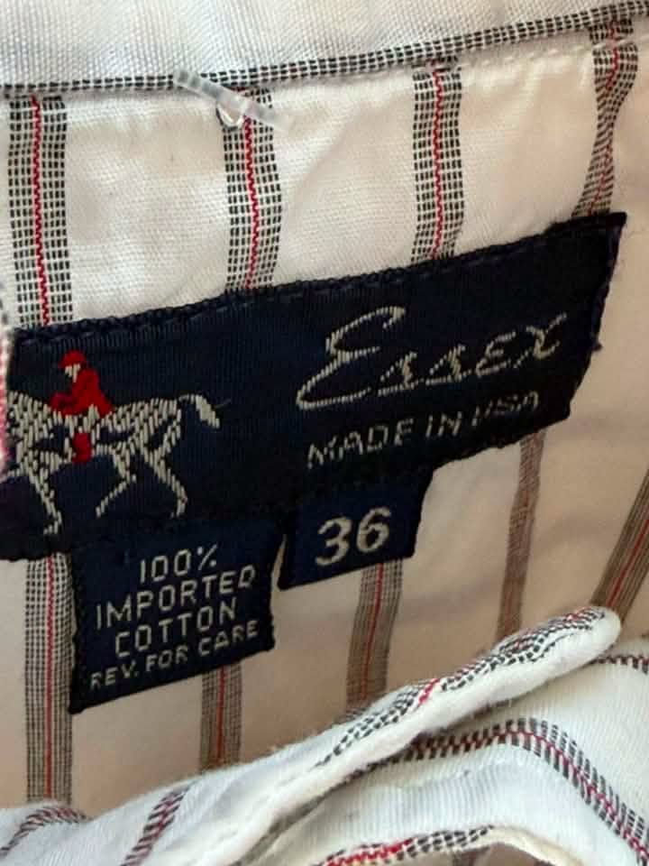 Essex Women’s Long Sleeve Show Shirt – White/Cream with Gray & Red Stripe