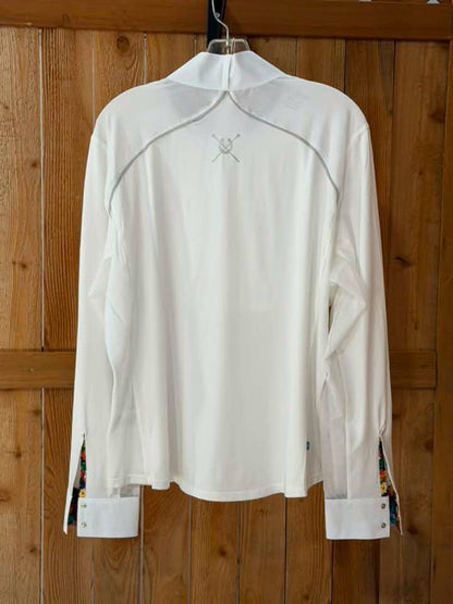 Chester Bay Women’s Show Shirt – White – Floral Trim – XXL – NWT