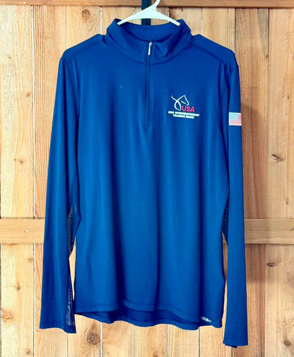 Dover Saddlery USA 2023 Horsemanship Training Team Coolmax 1/4 Zip Riding Shirt – XL – Navy Blue