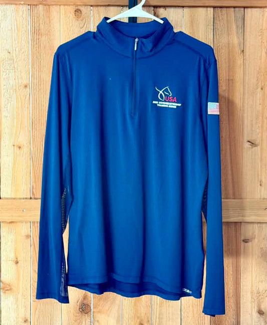 Dover Saddlery USA 2023 Horsemanship Training Team Coolmax 1/4 Zip Riding Shirt – Navy Blue