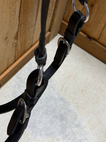 Used Black English Bitless Bridle with Bling Browband & Cotton Grip Reins – Full Size