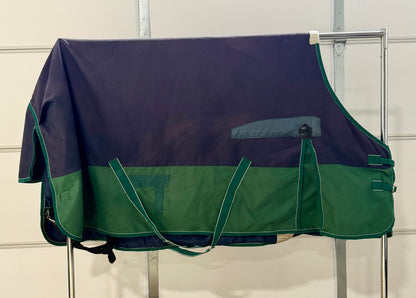 Used WeatherBeeta Orican Original Standard Neck Turnout Blanket – 78” – Navy & Green