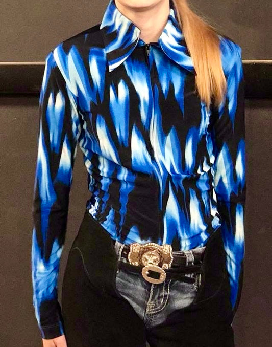 Hobby Horse Limited Edition Show Shirt • Ladies XS • Royal Blue / Black / White