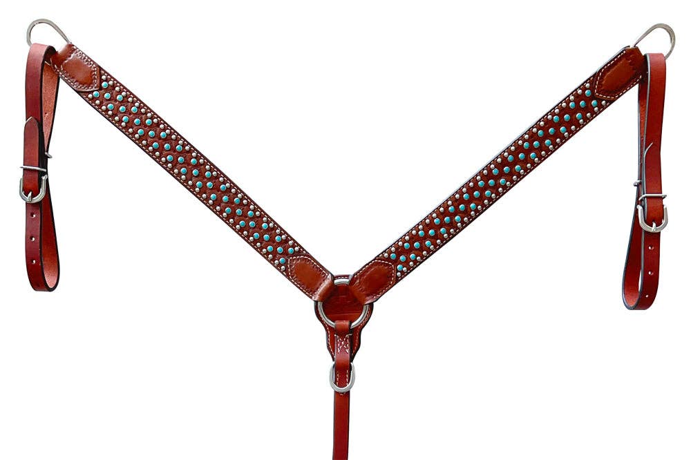 Premium Tooled Leather One Ear Headstall & Breastcollar Set