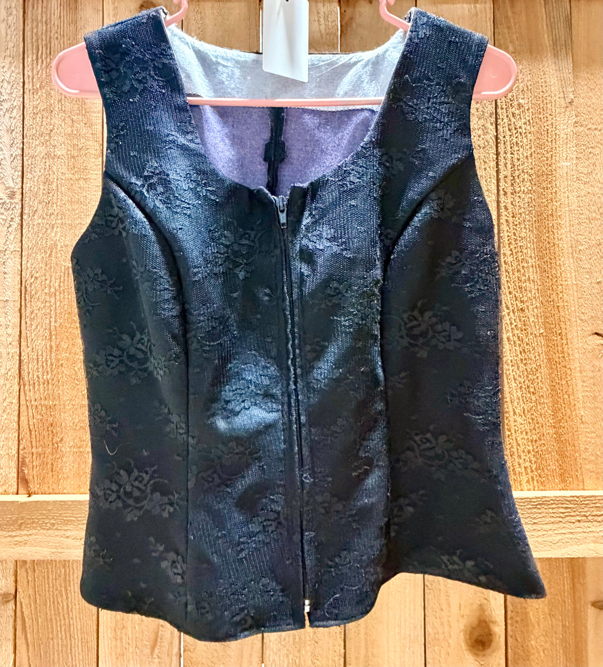 Custom Black Lace Corset-Back Show Vest • Approx. Ladies Medium