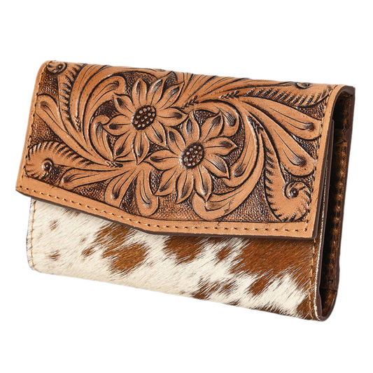 Hand Tooled Hair-On Genuine Leather Wallet