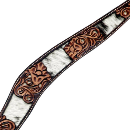 Hand Tooled Floral Hair-On Leather Breastcollar