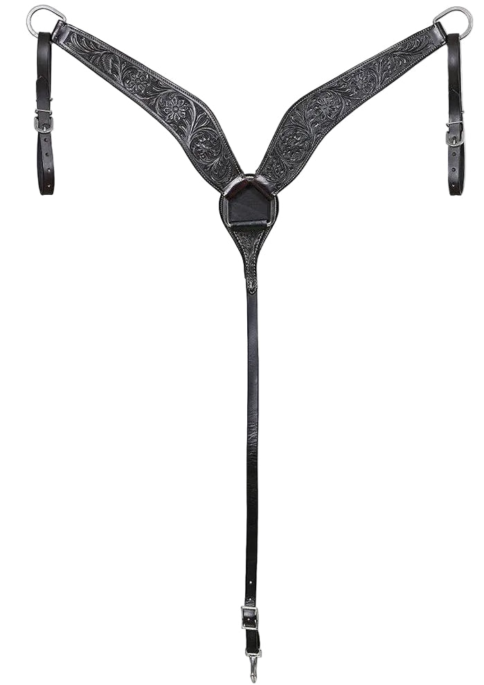 Black Hand-Tooled Leather Breastcollar