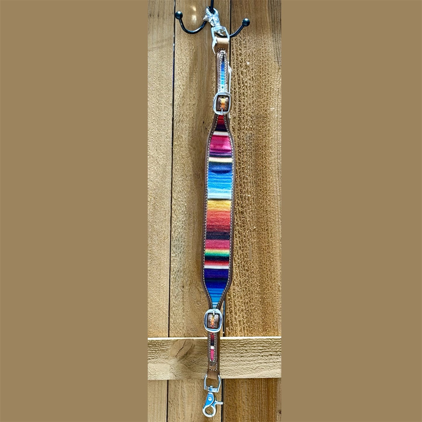 Used Leather & Serape Nylon Overlay Wither Strap