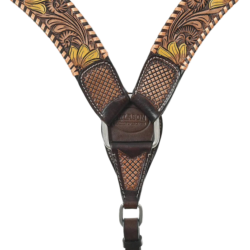 Hand-Painted Sunflower Leather Breastcollar