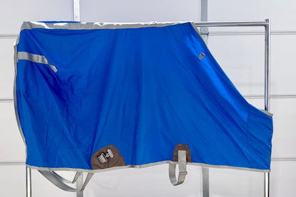 Used BMB Closed-Front Nylon Stable Sheet – 78” – Royal Blue & Silver