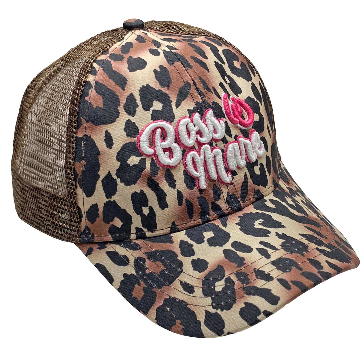 Boss Mare Cheetah Print High Bun Ponytail Cap