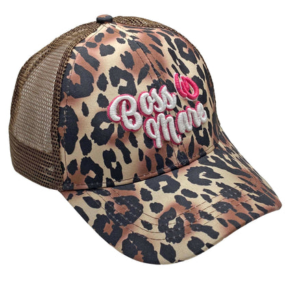 Boss Mare Cheetah Print High Bun Ponytail Cap
