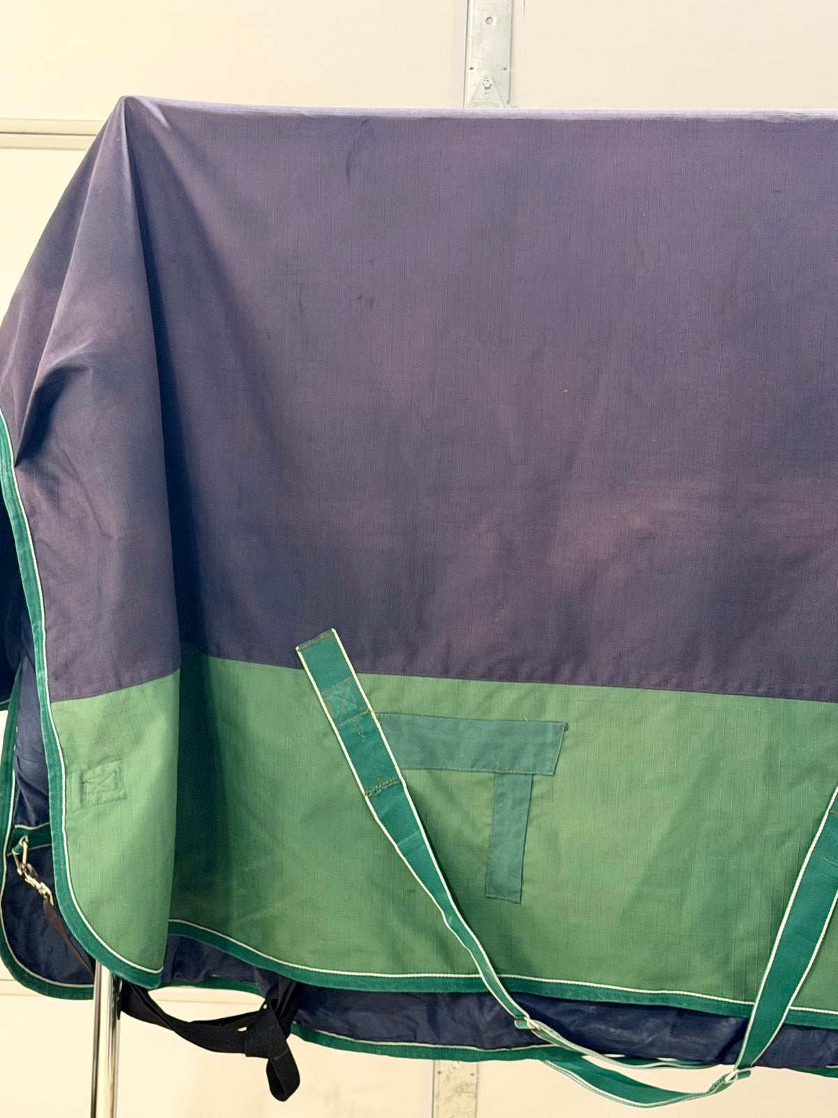 Used WeatherBeeta Orican Original Standard Neck Turnout Blanket – 78” – Navy & Green