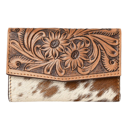 Hand Tooled Hair-On Genuine Leather Wallet
