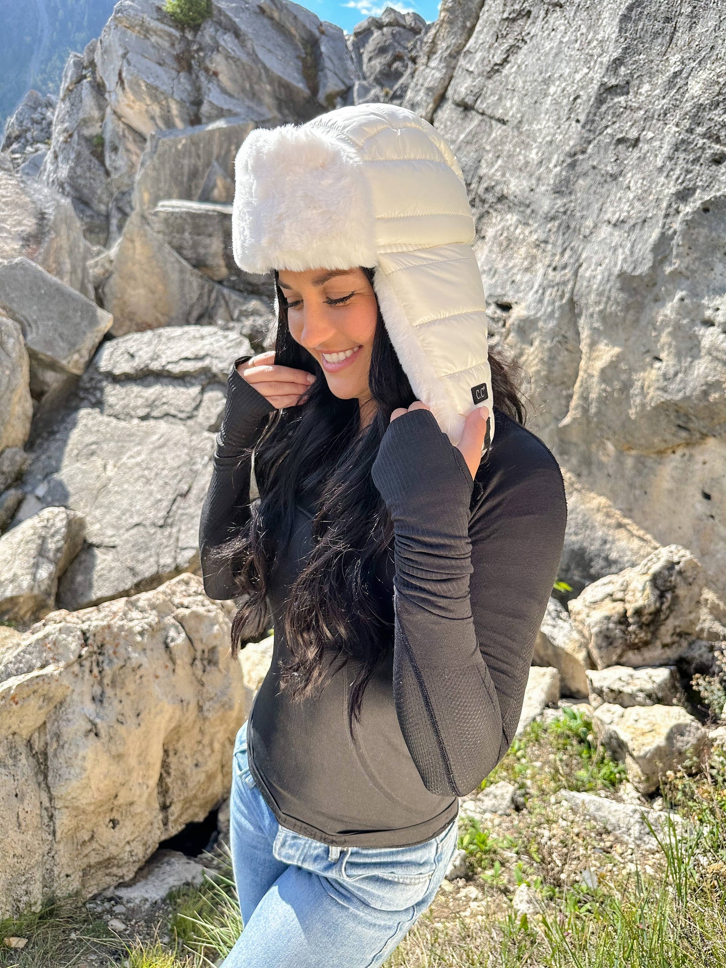 Solid Puffer Trapper Beanie