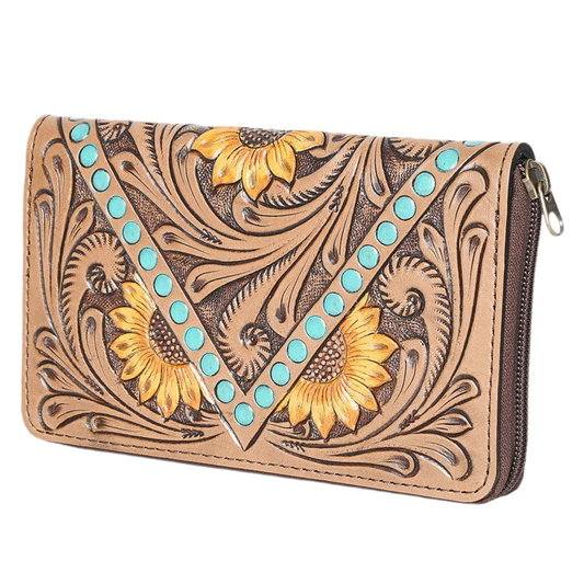 Hand Tooled Genuine Leather Wallet – Western Style