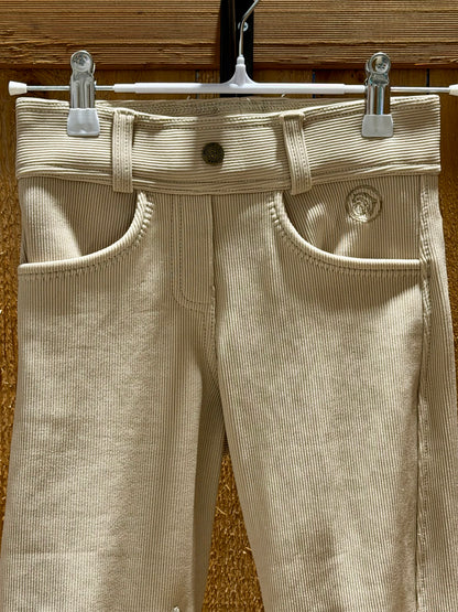 Ovation Children’s Endura Riding Tights • Beige • Medium / Size 10 • Peacock Calf Panels
