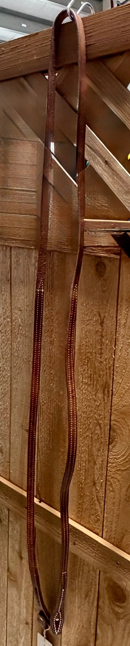 Used Billy Cook Leather Roping Rein with Metal Dot Accents