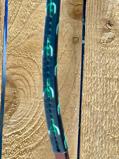 Leather Over & Under Whip Cactus Print | Lightly Used