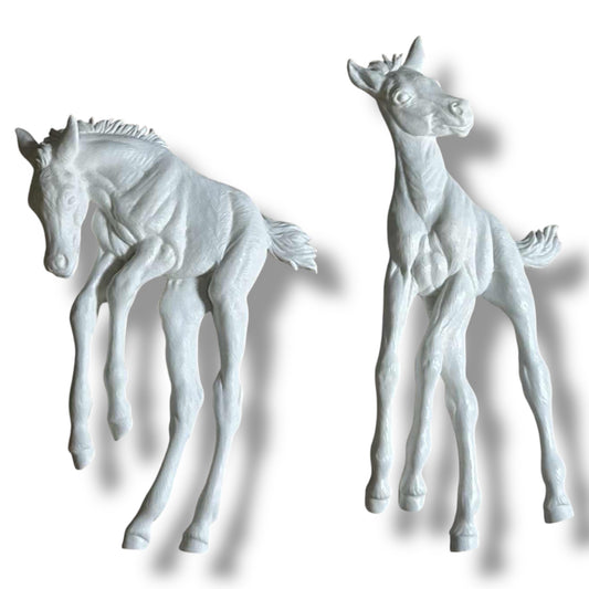 Medallion Playful Foals – Unpainted (Sold as a Pair)