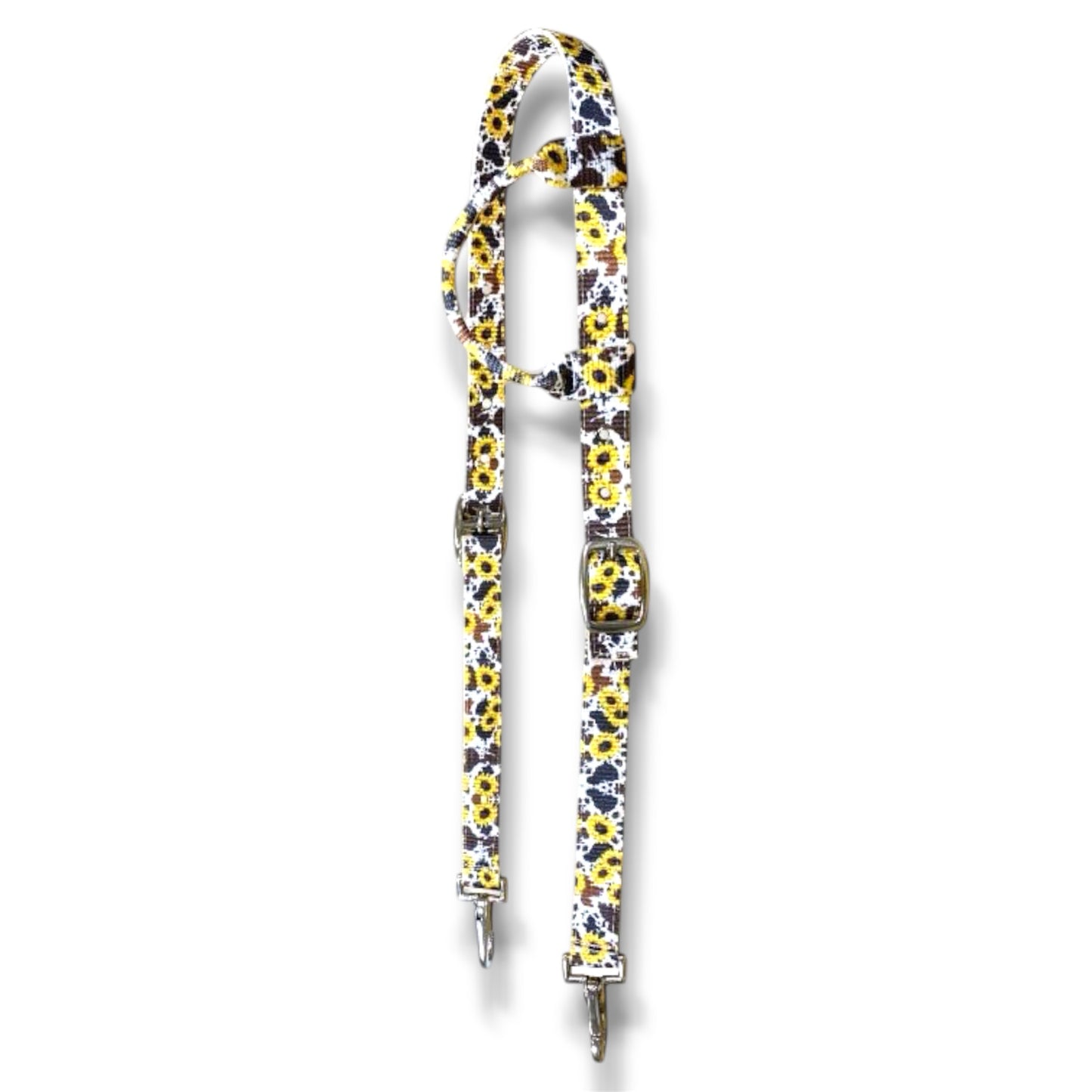 Cowhide and Sunflower Print Nylon One-Ear Headstall