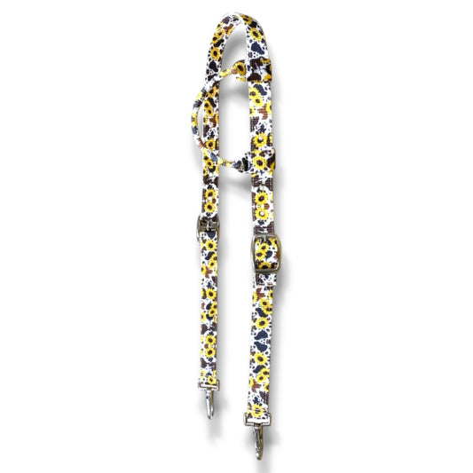 Cowhide and Sunflower Print Nylon One-Ear Headstall