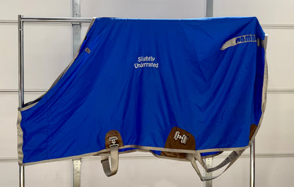 Used BMB Closed-Front Nylon Stable Sheet – 78” – Royal Blue & Silver