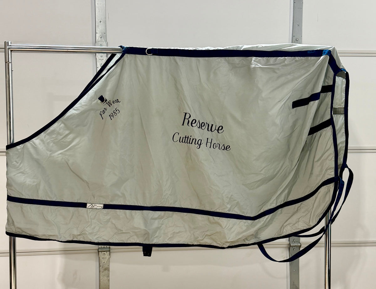 Vintage Big Sky Blankets Stable Sheet – 78” – Silver & Navy