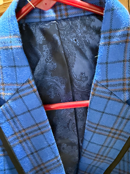 Brand New Custom Royal Blue & Black Plaid English Show Jacket • Ladies Small