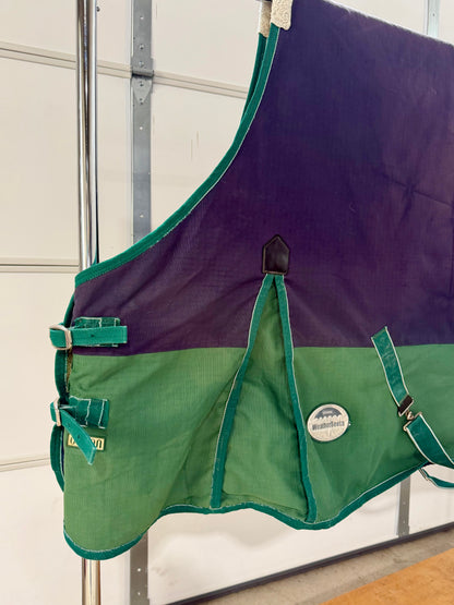 Used WeatherBeeta Orican Original Standard Neck Turnout Blanket – 78” – Navy & Green