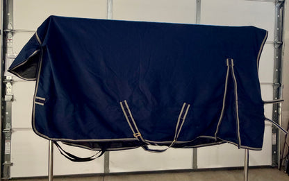 Used StormShield Classic II High-Neck Euro Surcingle Turnout Mid-Weight – 76” – Navy & Silver