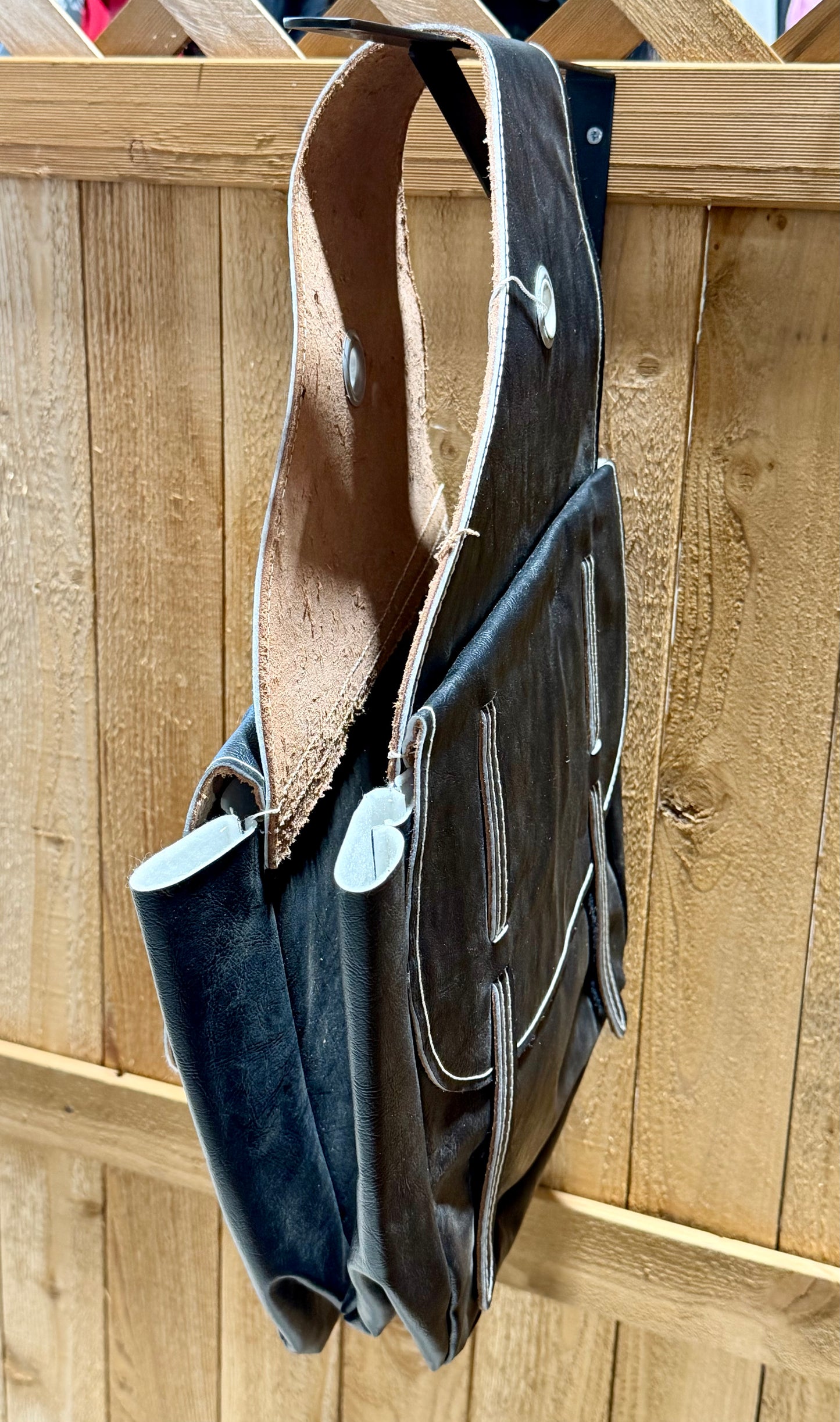 Used Handmade Oversized Black Saddle Bags