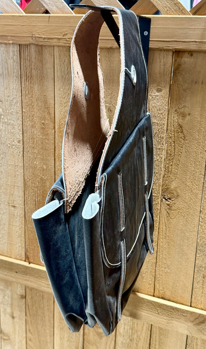 Used Handmade Oversized Black Saddle Bags