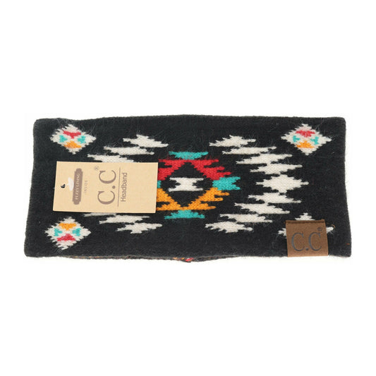 CC Aztec Patterned Head Wrap Black