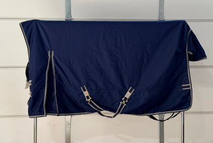 Used StormShield Classic II High-Neck Euro Surcingle Turnout Mid-Weight – 76” – Navy & Silver