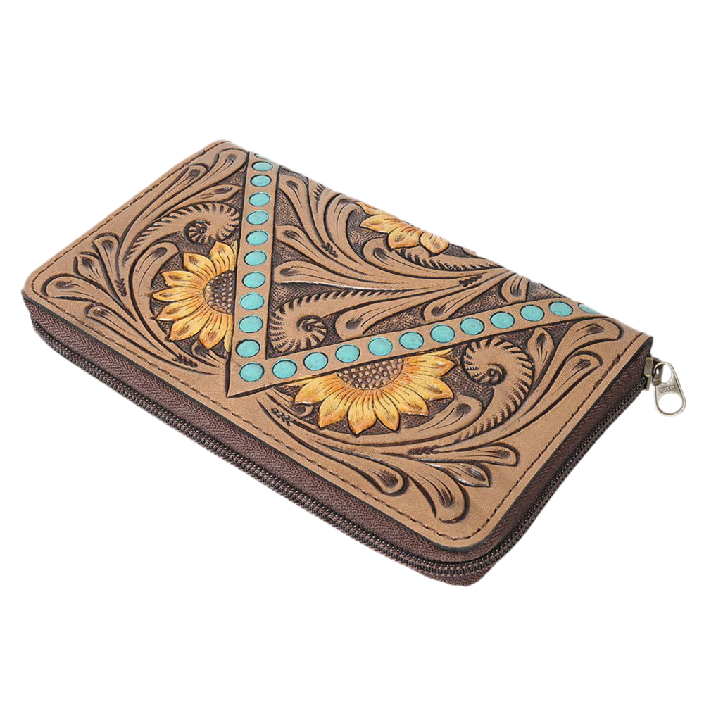 Hand Tooled Genuine Leather Wallet – Western Style