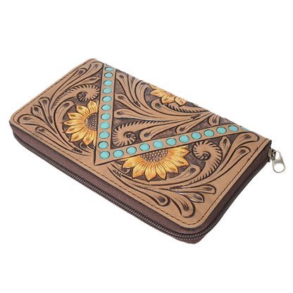 Hand Tooled Genuine Leather Wallet – Western Style
