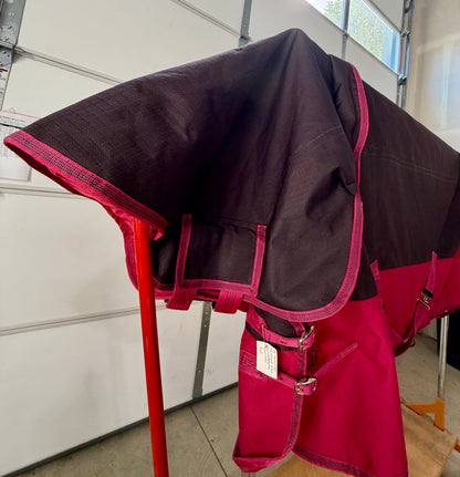 Used Weather betta Original Heavyweight Turnout Blanket with Detachable Neck – 75” – Brown & Pink