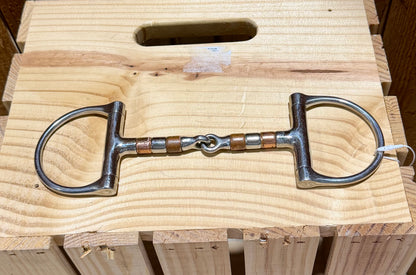 Used Metalab D-Ring Roller Snaffle Bit • Stainless & Copper • 5”