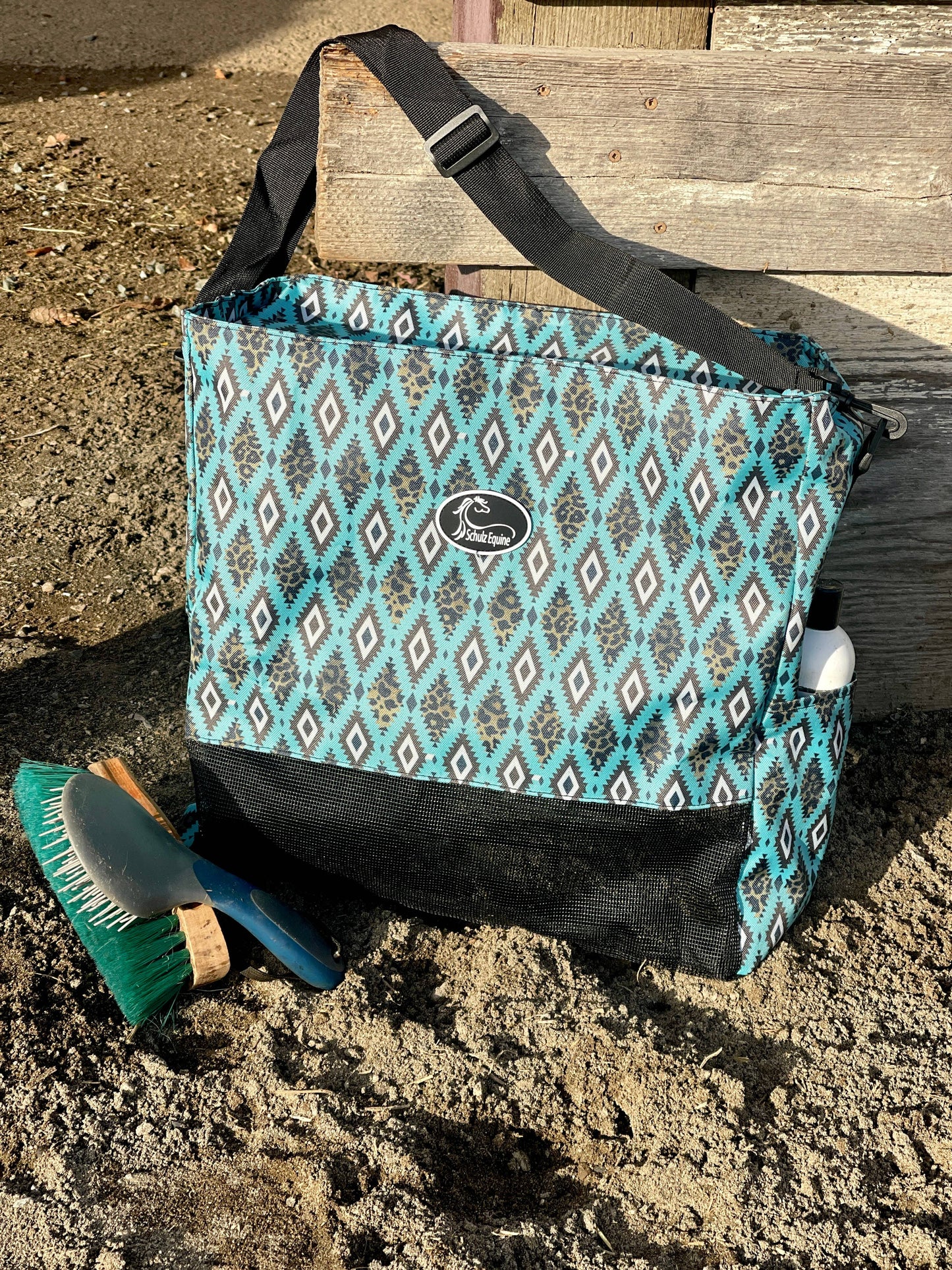 Everything Equine Tote teal aztec leopard