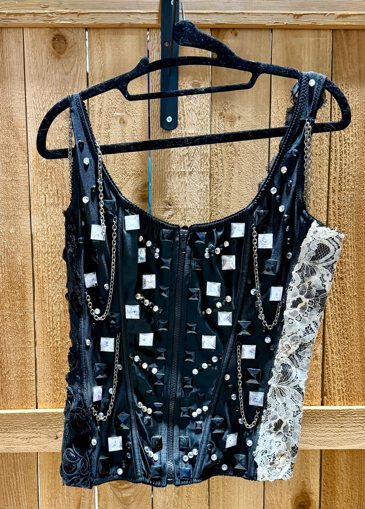 Custom Black & White Corset-Style Show Vest • Ladies XS