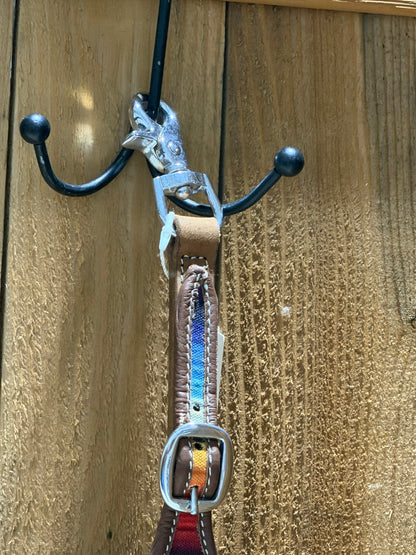 Used Leather & Serape Nylon Overlay Wither Strap
