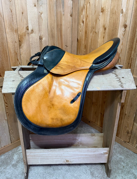 Stubben Two-Tone English All-Purpose Saddle – 17” Seat, Medium Tree (5.5” Gullet)