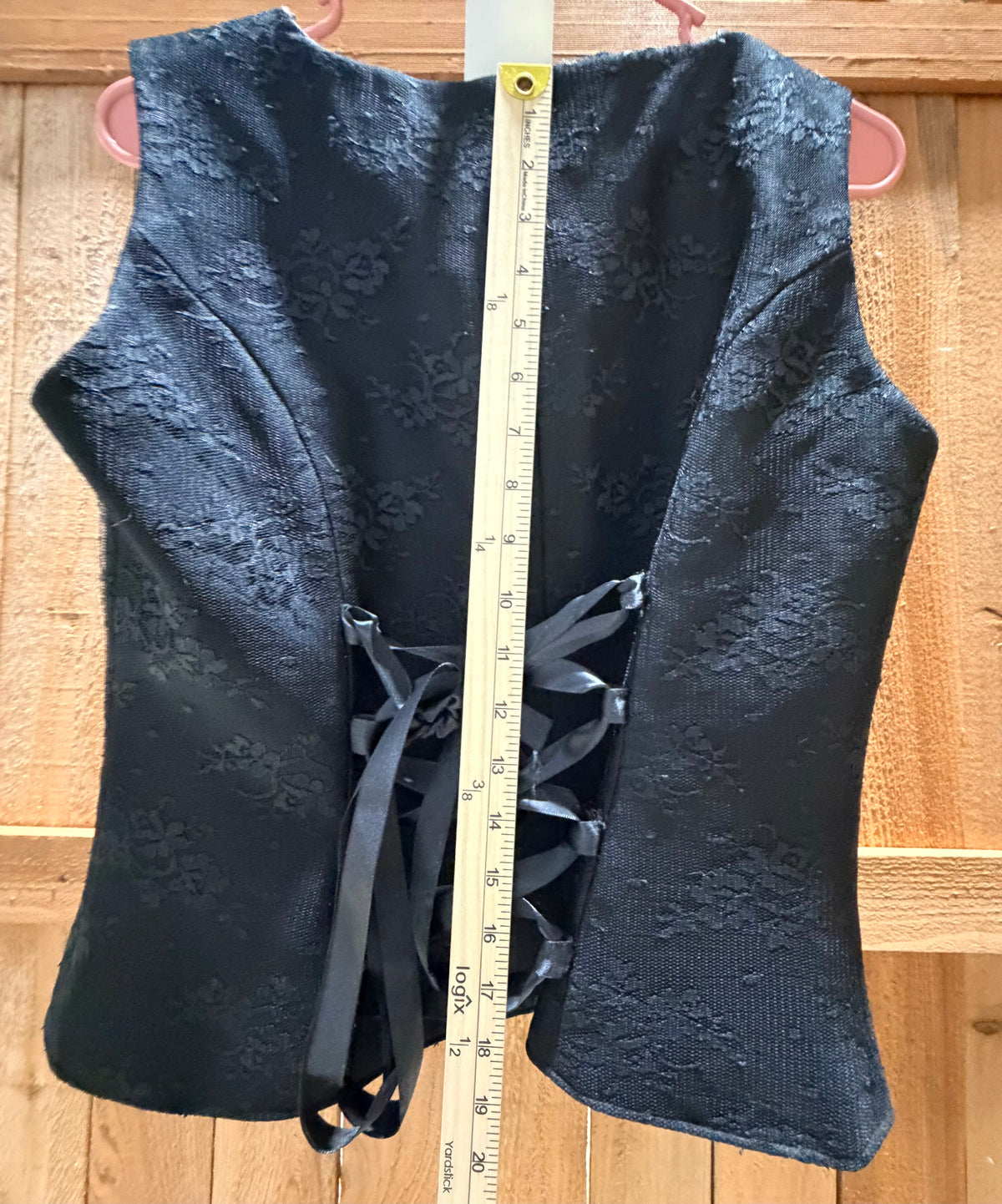 Custom Black Lace Corset-Back Show Vest • Approx. Ladies Medium