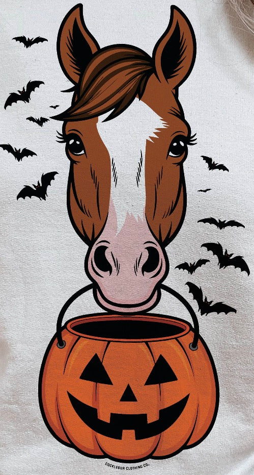 Sorrel Horse Trick or Treater – Western Halloween Crewneck Sweatshirt